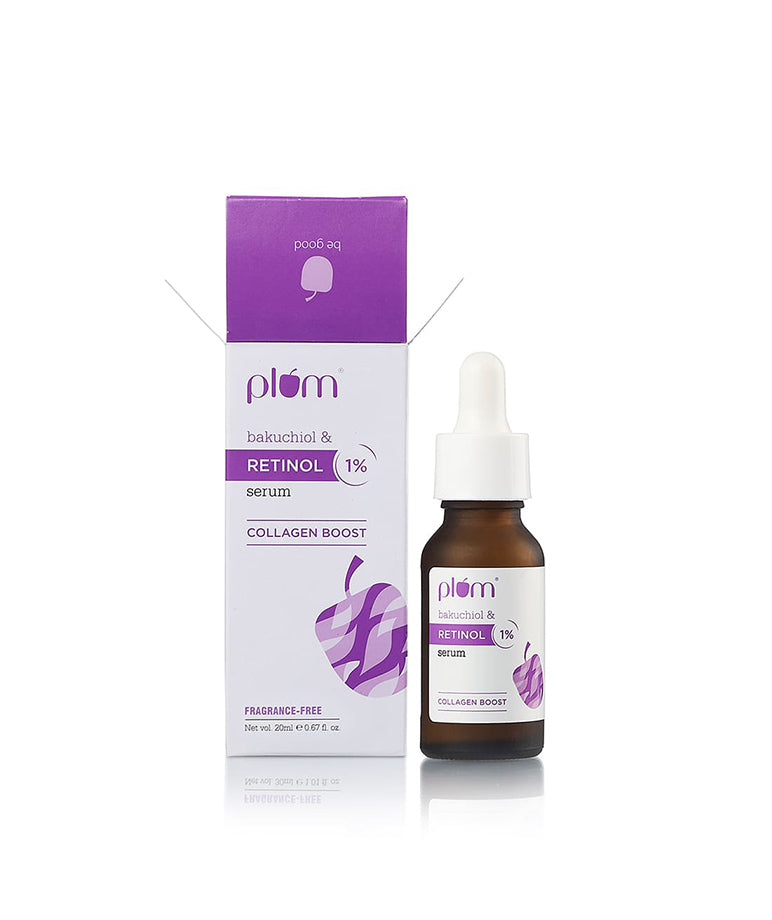 Plum 1% Retinol Advanced Anti Aging Night Face Serum with Bakuchiol | Boosts Collagen, Reduces Fine Lines & Wrinkles | Retinol Serum for Face | for Women & Men | Suits All Skin Types | 20ml