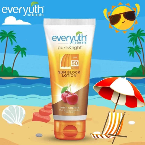 Everyuth Naturals Sunscreen - SPF 50 PA++++ Pure and Light Sun Block Lotion UVA & UVB Protection With Cherry  (50 g)