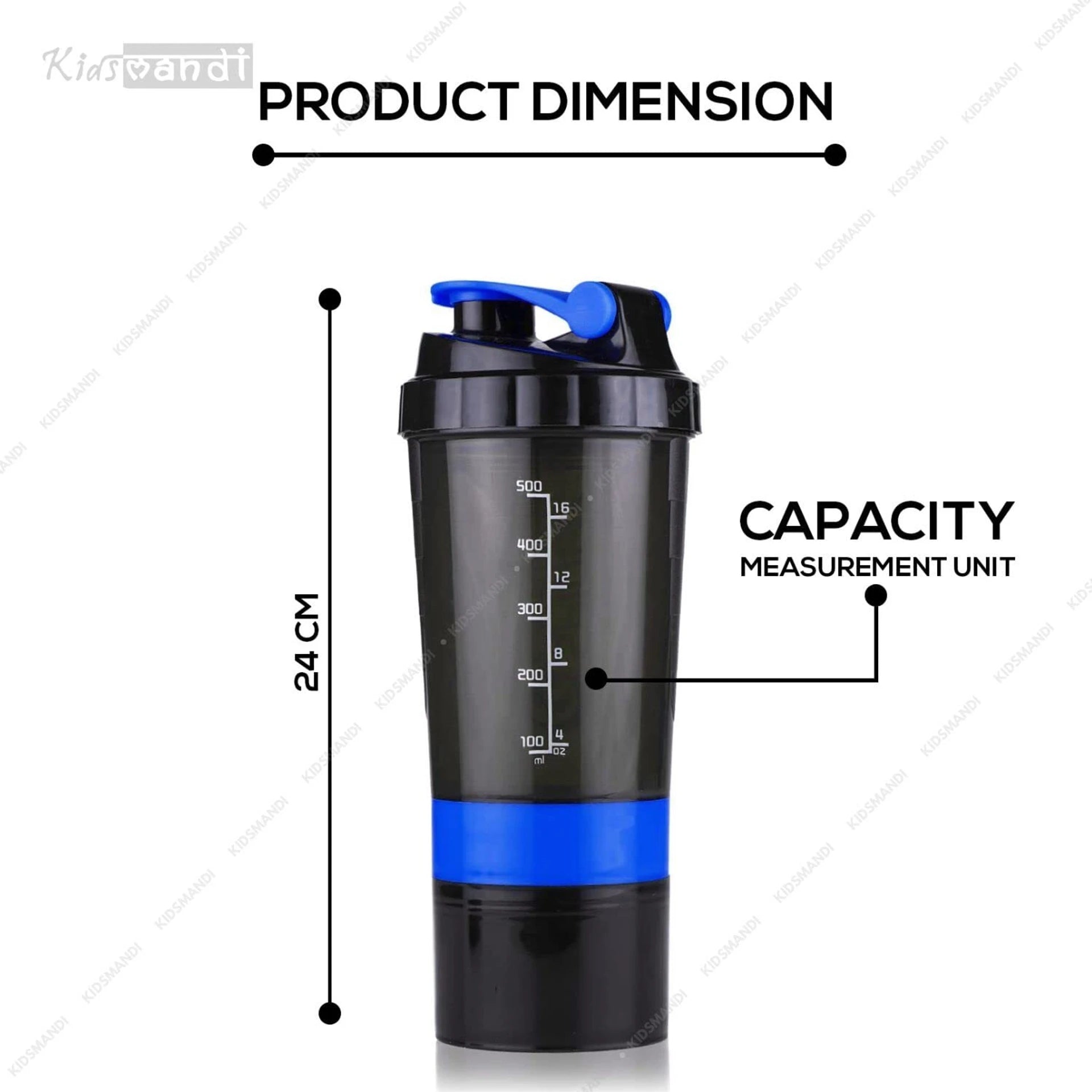 Gym Spider ProMix Shaker Bottle 500ml | Leakproof Protein Shaker with Extra Storage Compartments & Fitness Accessory Kit