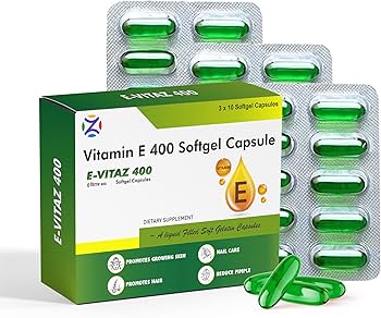 Jan Aushadhi Vitamin E 400mg Softgel Capsules | Antioxidant Supplement for Skin, Hair & Cellular Health | 10 Softgel Capsules