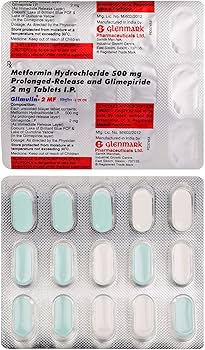 Metformin Hydrochloride Prolonged-release 500mg and Glimepiride 2mg Tablets IP