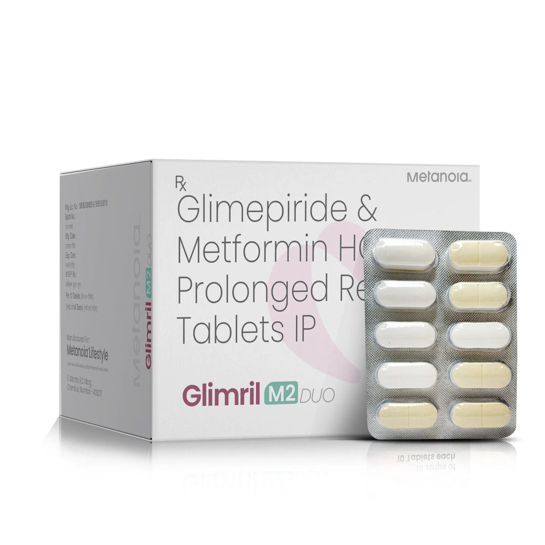 Metformin Hydrochloride 1000mg (Prolonged Release) and Glimepiride 2mg Tablets IP