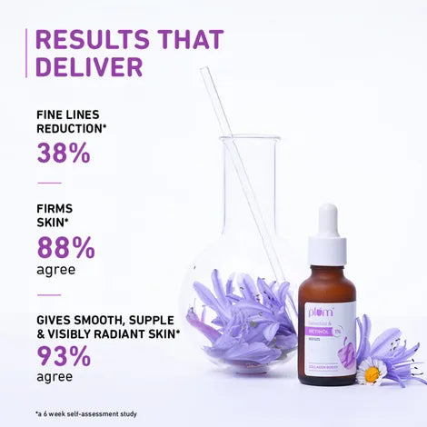 Plum 1% Retinol Advanced Anti Aging Night Face Serum with Bakuchiol | Boosts Collagen, Reduces Fine Lines & Wrinkles | Retinol Serum for Face | for Women & Men | Suits All Skin Types | 20ml