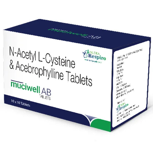 Acebrophylline 100mg + Acetylcysteine 600mg Tablets, 10 Tablets