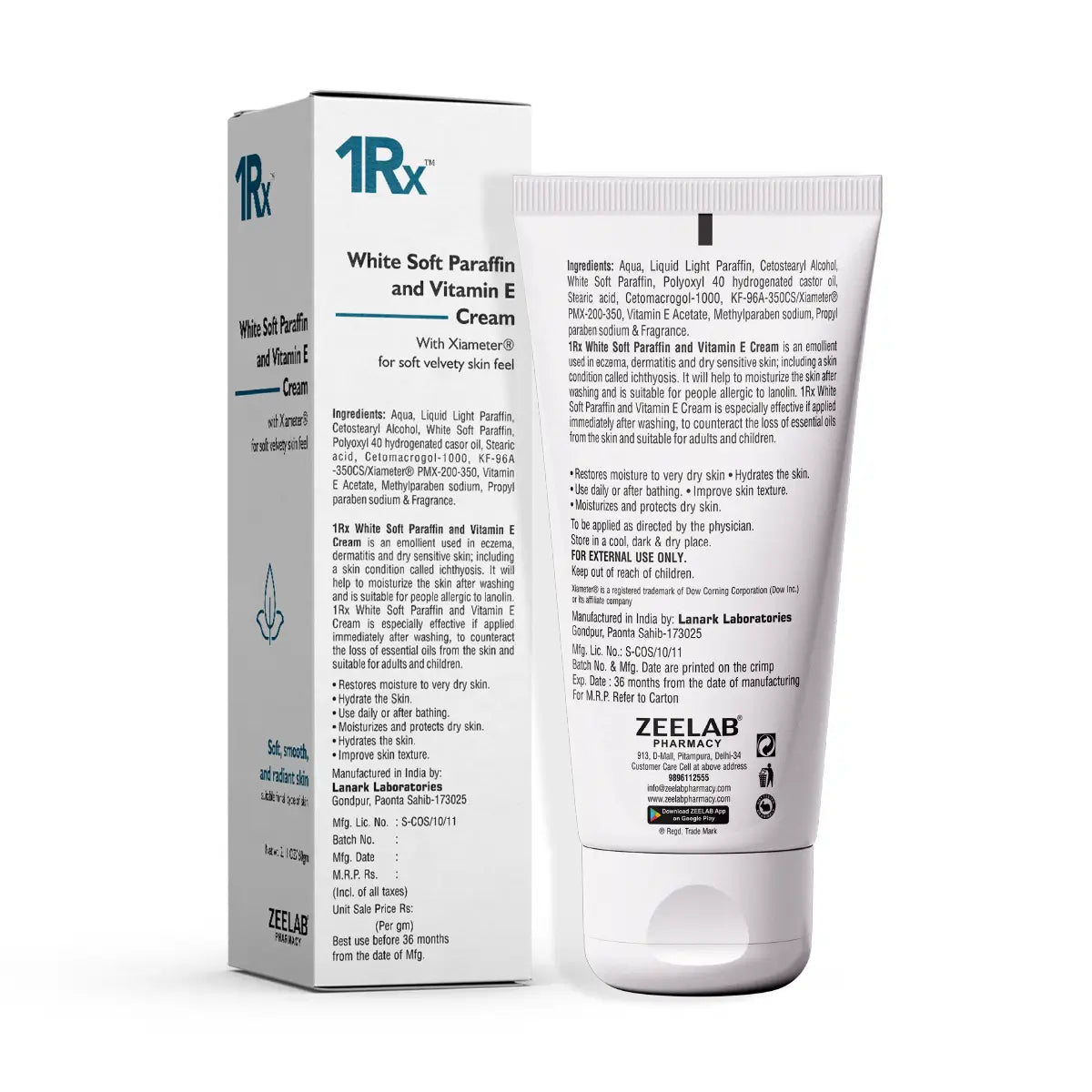 1RX White Soft Paraffin & Vitamin E Cream (60gm)